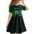 Personalised New Zealand Darts Family Matching Off Shoulder Maxi Dress and Hawaiian Shirt Green Dart Board Maori Pattern