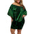 Personalised New Zealand Darts Family Matching Off Shoulder Short Dress and Hawaiian Shirt Green Dart Board Maori Pattern