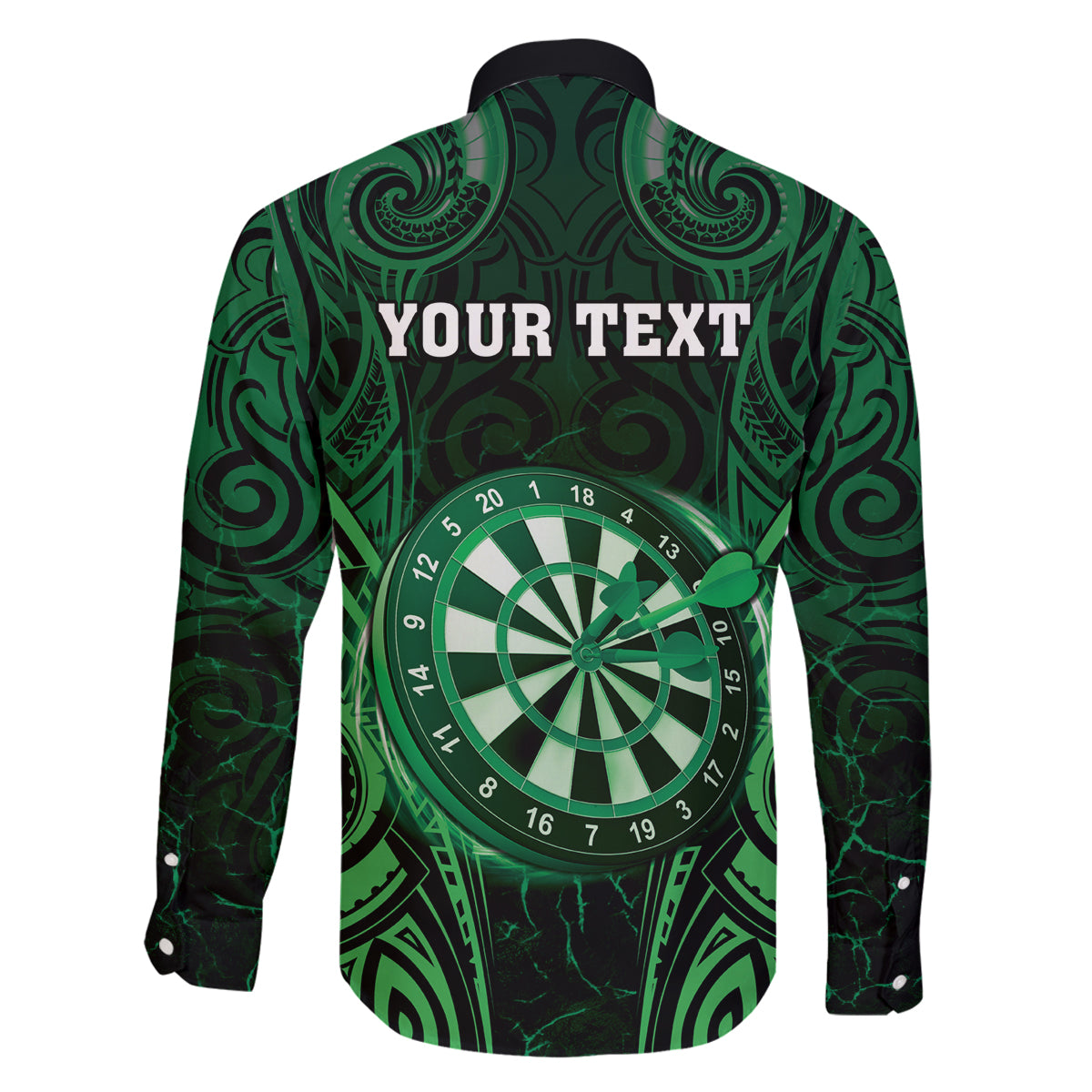 Personalised New Zealand Darts Family Matching Puletasi and Hawaiian Shirt Green Dart Board Maori Pattern