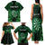 Personalised New Zealand Darts Family Matching Tank Maxi Dress and Hawaiian Shirt Green Dart Board Maori Pattern