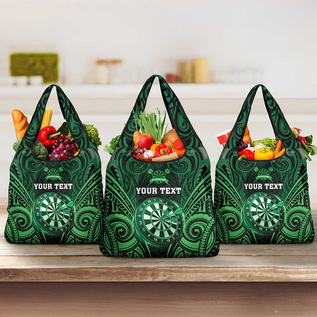 New Zealand Darts Personalised Grocery Bag Green Dart Board Maori Pattern LT05 3-pack One Size Green - Polynesian Pride