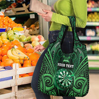 New Zealand Darts Personalised Grocery Bag Green Dart Board Maori Pattern LT05 - Polynesian Pride