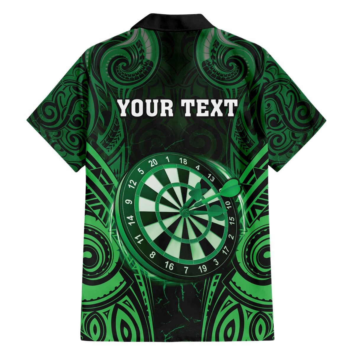 Personalised New Zealand Darts Hawaiian Shirt Green Dart Board Maori Pattern LT05 - Polynesian Pride