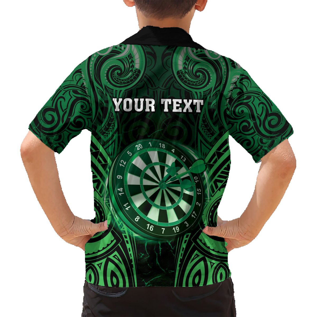Personalised New Zealand Darts Hawaiian Shirt Green Dart Board Maori Pattern LT05 - Polynesian Pride