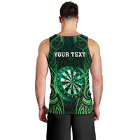 Personalised New Zealand Darts Men Tank Top Green Dart Board Maori Pattern LT05 - Polynesian Pride