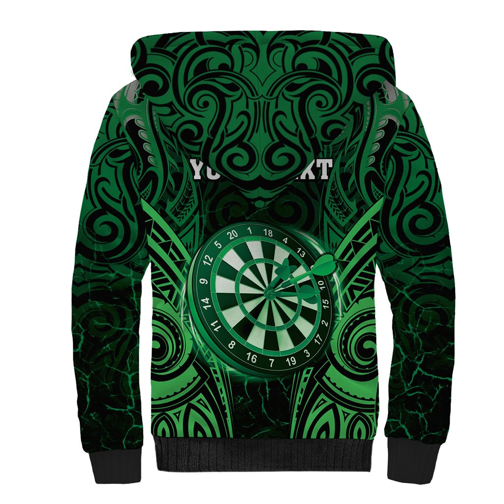 Personalised New Zealand Darts Sherpa Hoodie Green Dart Board Maori Pattern LT05 - Polynesian Pride