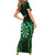 Personalised New Zealand Darts Short Sleeve Bodycon Dress Green Dart Board Maori Pattern