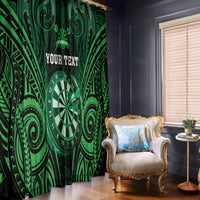 Personalised New Zealand Darts Window Curtain Green Dart Board Maori Pattern LT05 - Polynesian Pride
