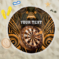 Personalised New Zealand Darts Beach Blanket Gold Dart Board Maori Pattern LT05 One Size 150cm Gold - Polynesian Pride