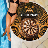 Personalised New Zealand Darts Beach Blanket Gold Dart Board Maori Pattern LT05 - Polynesian Pride