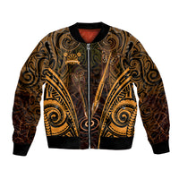Personalised New Zealand Darts Bomber Jacket Gold Dart Board Maori Pattern LT05 Unisex Gold - Polynesian Pride