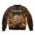 Personalised New Zealand Darts Bomber Jacket Gold Dart Board Maori Pattern