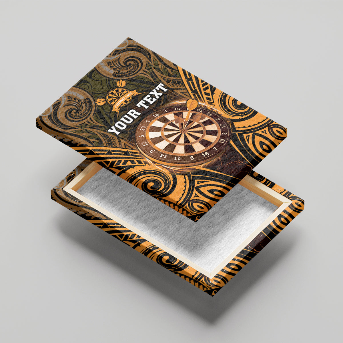 Personalised New Zealand Darts Canvas Wall Art Gold Dart Board Maori Pattern LT05 - Polynesian Pride