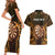 Personalised New Zealand Darts Couples Matching Short Sleeve Bodycon Dress and Hawaiian Shirt Gold Dart Board Maori Pattern