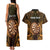 Personalised New Zealand Darts Couples Matching Tank Maxi Dress and Hawaiian Shirt Gold Dart Board Maori Pattern