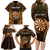 Personalised New Zealand Darts Family Matching Long Sleeve Bodycon Dress and Hawaiian Shirt Gold Dart Board Maori Pattern