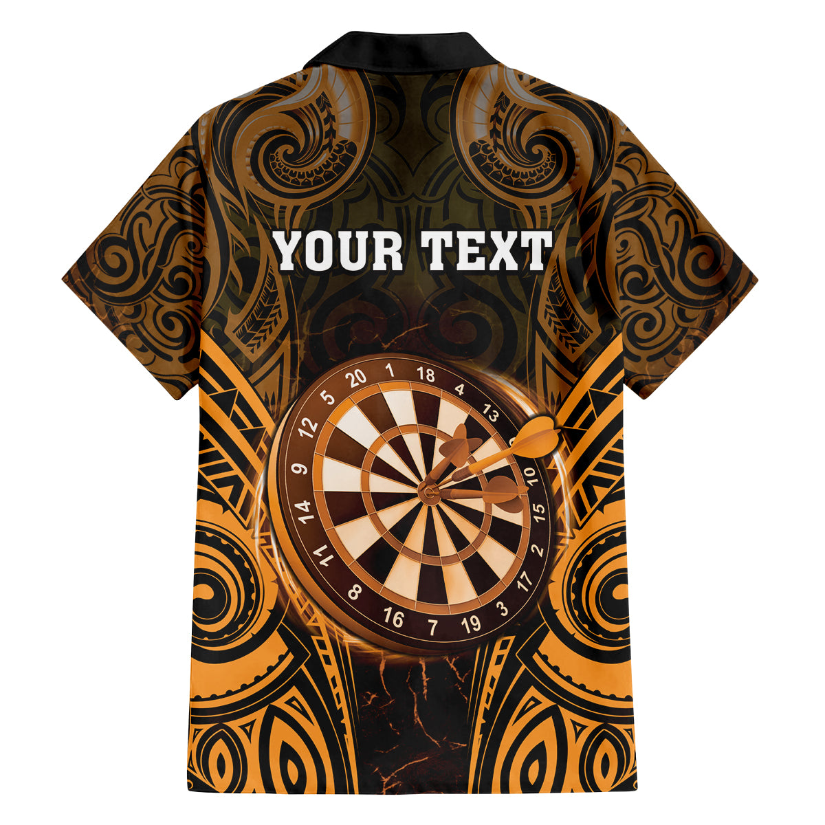 Personalised New Zealand Darts Family Matching Off The Shoulder Long Sleeve Dress and Hawaiian Shirt Gold Dart Board Maori Pattern