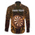 Personalised New Zealand Darts Family Matching Off The Shoulder Long Sleeve Dress and Hawaiian Shirt Gold Dart Board Maori Pattern