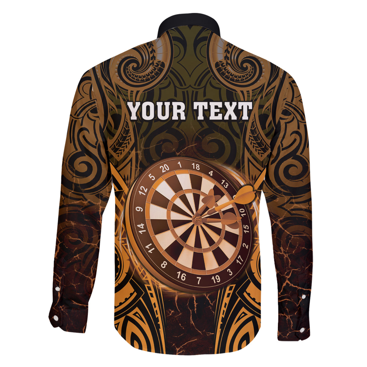 Personalised New Zealand Darts Family Matching Summer Maxi Dress and Hawaiian Shirt Gold Dart Board Maori Pattern LT05 - Polynesian Pride
