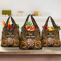 New Zealand Darts Personalised Grocery Bag Gold Dart Board Maori Pattern LT05 3-pack One Size Gold - Polynesian Pride