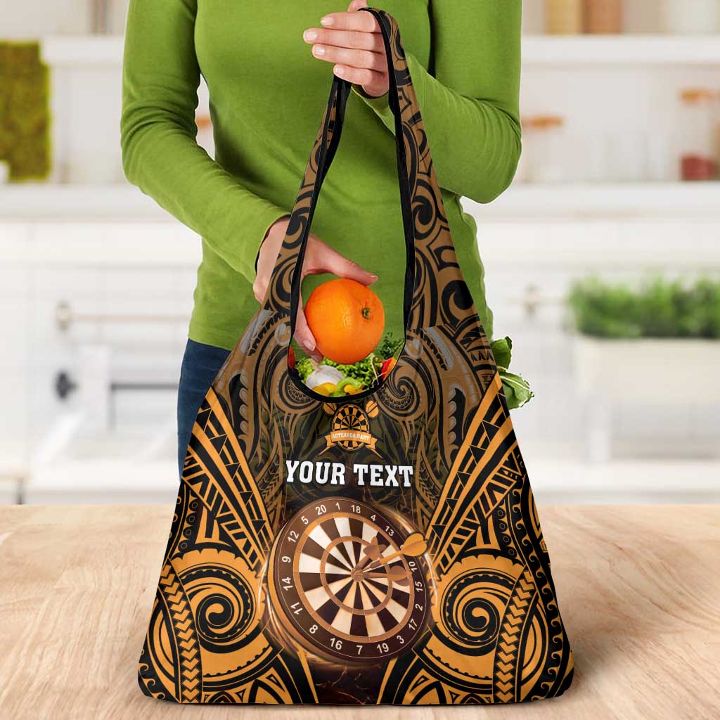 New Zealand Darts Personalised Grocery Bag Gold Dart Board Maori Pattern LT05 - Polynesian Pride