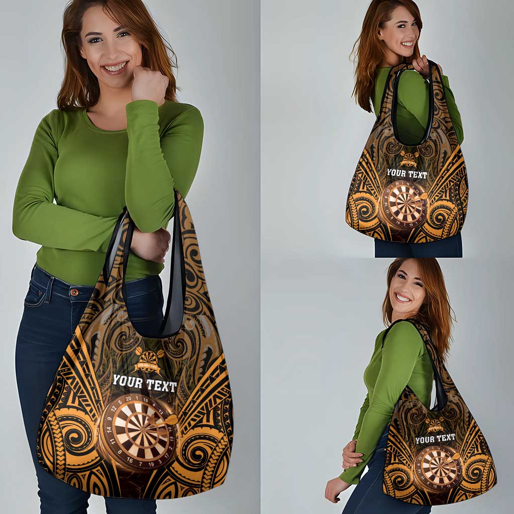 New Zealand Darts Personalised Grocery Bag Gold Dart Board Maori Pattern LT05 - Polynesian Pride