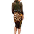 Personalised New Zealand Darts Long Sleeve Bodycon Dress Gold Dart Board Maori Pattern