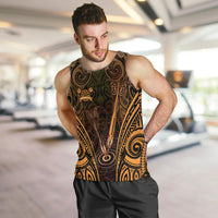 Personalised New Zealand Darts Men Tank Top Gold Dart Board Maori Pattern LT05 Gold - Polynesian Pride