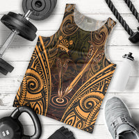 Personalised New Zealand Darts Men Tank Top Gold Dart Board Maori Pattern LT05 - Polynesian Pride