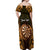 Personalised New Zealand Darts Off Shoulder Maxi Dress Gold Dart Board Maori Pattern