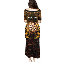 Personalised New Zealand Darts Puletasi Gold Dart Board Maori Pattern LT05 - Polynesian Pride