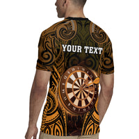 Personalised New Zealand Darts Rugby Jersey Gold Dart Board Maori Pattern