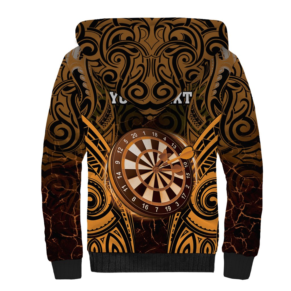 Personalised New Zealand Darts Sherpa Hoodie Gold Dart Board Maori Pattern LT05 - Polynesian Pride