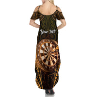 Personalised New Zealand Darts Summer Maxi Dress Gold Dart Board Maori Pattern