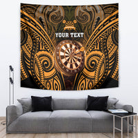 Personalised New Zealand Darts Tapestry Gold Dart Board Maori Pattern LT05 Gold - Polynesian Pride