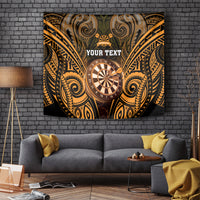 Personalised New Zealand Darts Tapestry Gold Dart Board Maori Pattern LT05 - Polynesian Pride