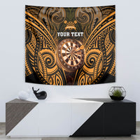 Personalised New Zealand Darts Tapestry Gold Dart Board Maori Pattern LT05 - Polynesian Pride
