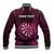 Personalised New Zealand Darts Baseball Jacket Pink Dart Board Maori Pattern