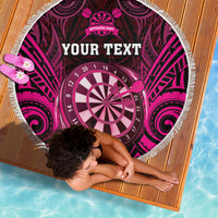 Personalised New Zealand Darts Beach Blanket Pink Dart Board Maori Pattern LT05 - Polynesian Pride