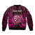 Personalised New Zealand Darts Bomber Jacket Pink Dart Board Maori Pattern