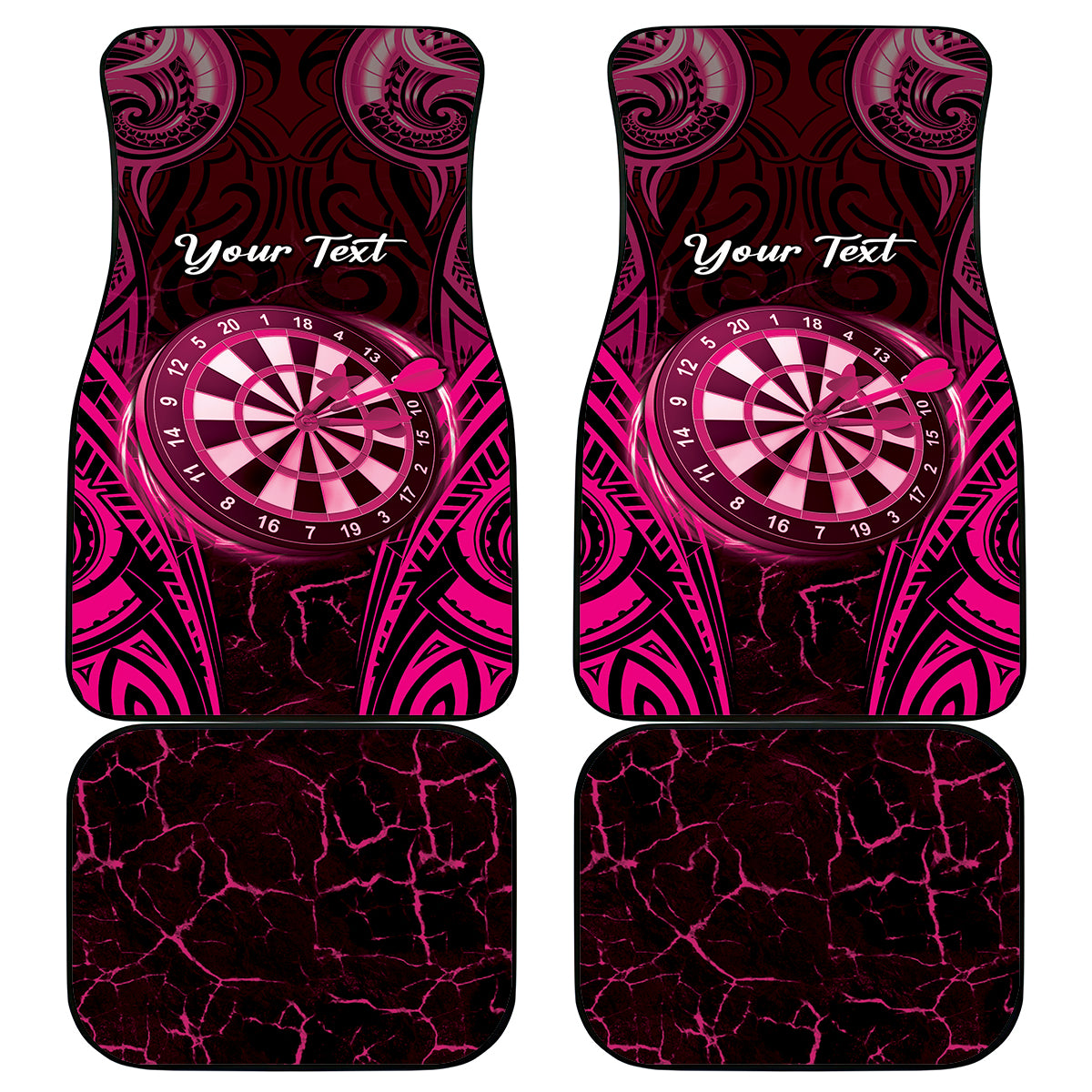 Personalised New Zealand Darts Car Mats Pink Dart Board Maori Pattern LT05 - Polynesian Pride