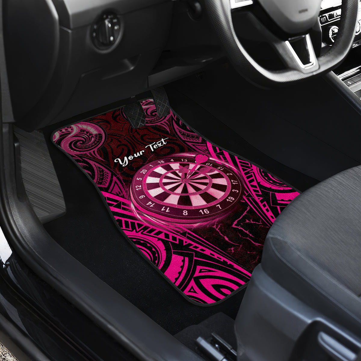 Personalised New Zealand Darts Car Mats Pink Dart Board Maori Pattern LT05 - Polynesian Pride