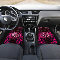 Personalised New Zealand Darts Car Mats Pink Dart Board Maori Pattern LT05 Set 2pcs - Front Pink - Polynesian Pride