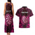 Personalised New Zealand Darts Couples Matching Tank Maxi Dress and Hawaiian Shirt Pink Dart Board Maori Pattern