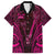 Personalised New Zealand Darts Family Matching Long Sleeve Bodycon Dress and Hawaiian Shirt Pink Dart Board Maori Pattern