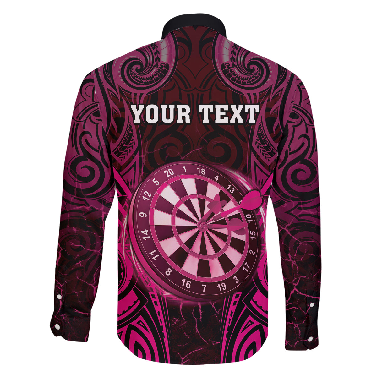 Personalised New Zealand Darts Family Matching Off Shoulder Short Dress and Hawaiian Shirt Pink Dart Board Maori Pattern