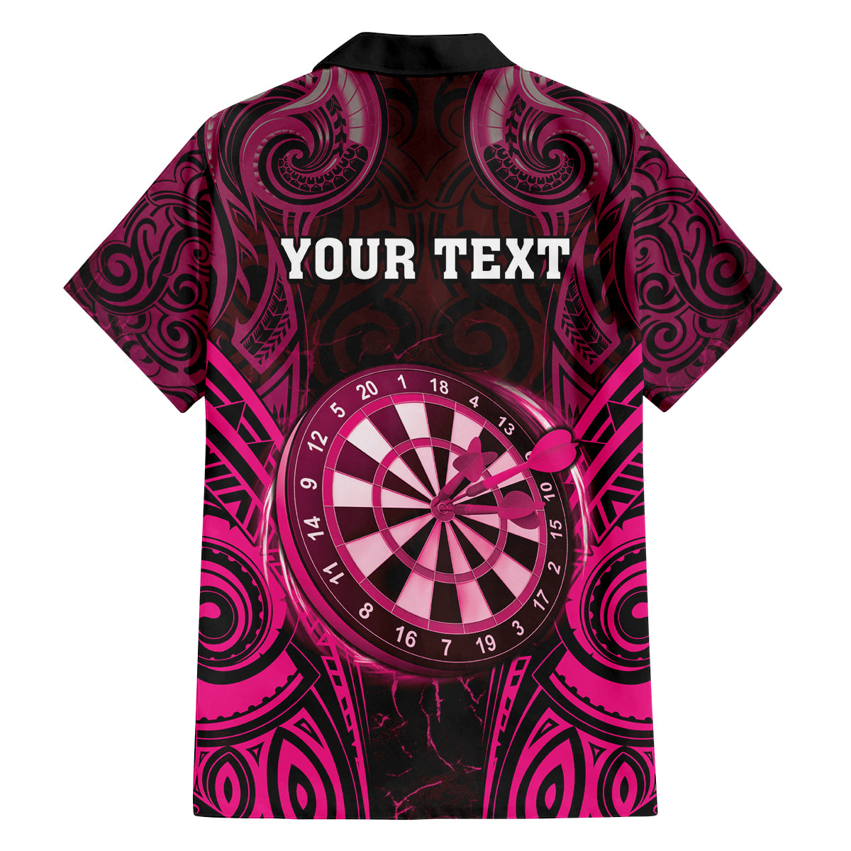 Personalised New Zealand Darts Family Matching Puletasi and Hawaiian Shirt Pink Dart Board Maori Pattern