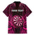 Personalised New Zealand Darts Family Matching Short Sleeve Bodycon Dress and Hawaiian Shirt Pink Dart Board Maori Pattern