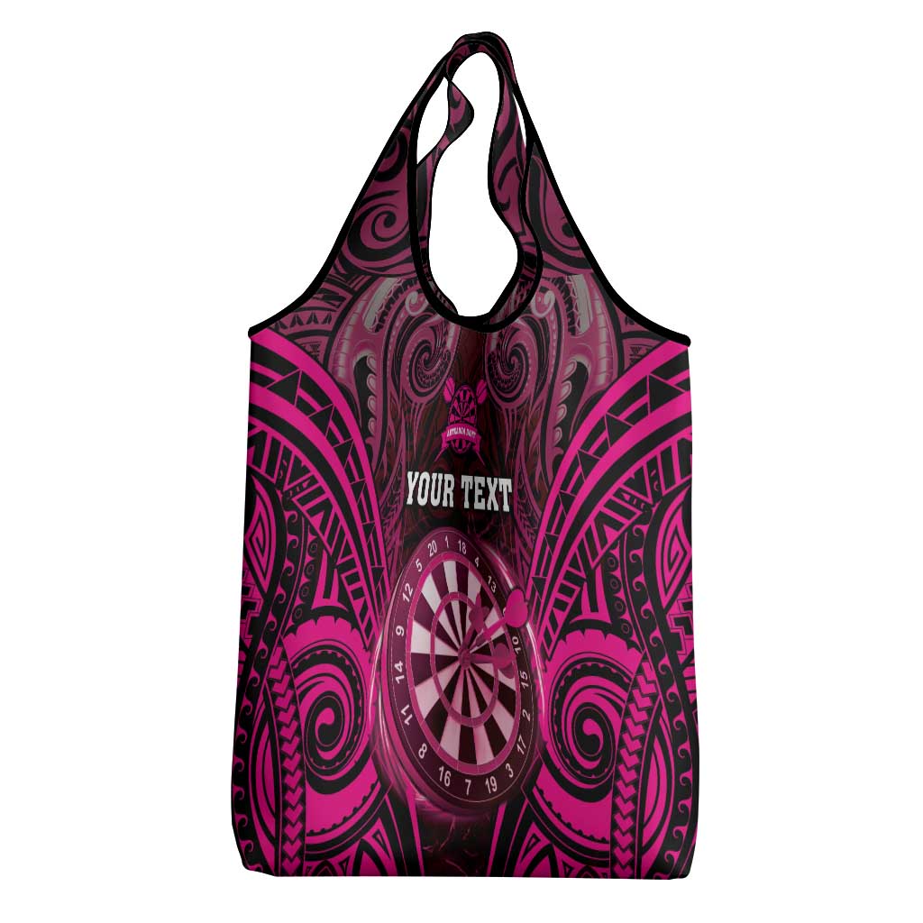 New Zealand Darts Personalised Grocery Bag Pink Dart Board Maori Pattern LT05 - Polynesian Pride