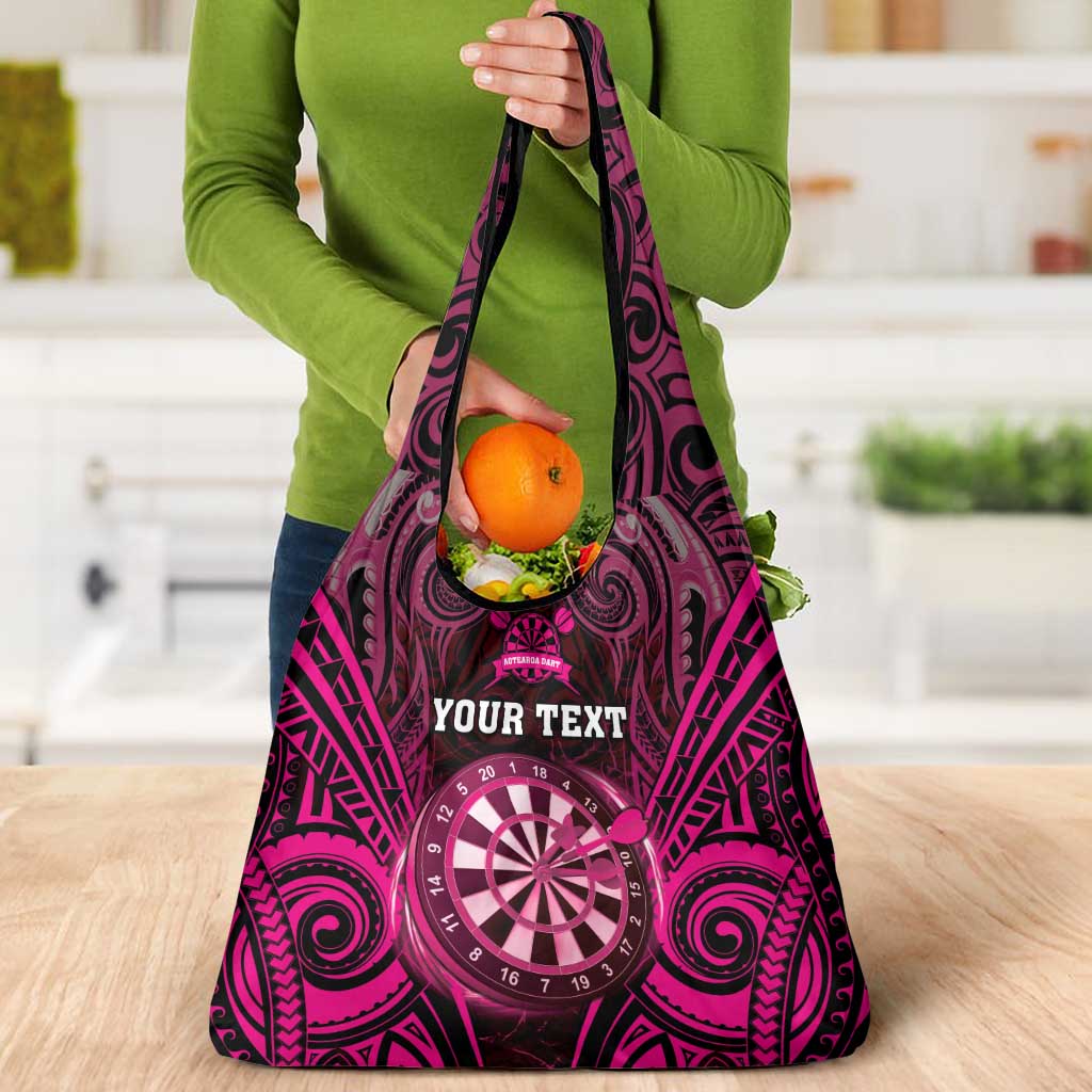 New Zealand Darts Personalised Grocery Bag Pink Dart Board Maori Pattern LT05 - Polynesian Pride